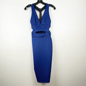 ASOS | Scuba Cobalt Blue Sleeveless V Neck Dress Cutout